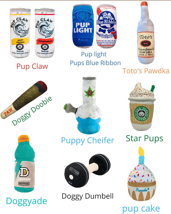 Nestpark Chill Pup Funny Dog Toy - Parody Plush Squeaky Crinkle Dog Toy7