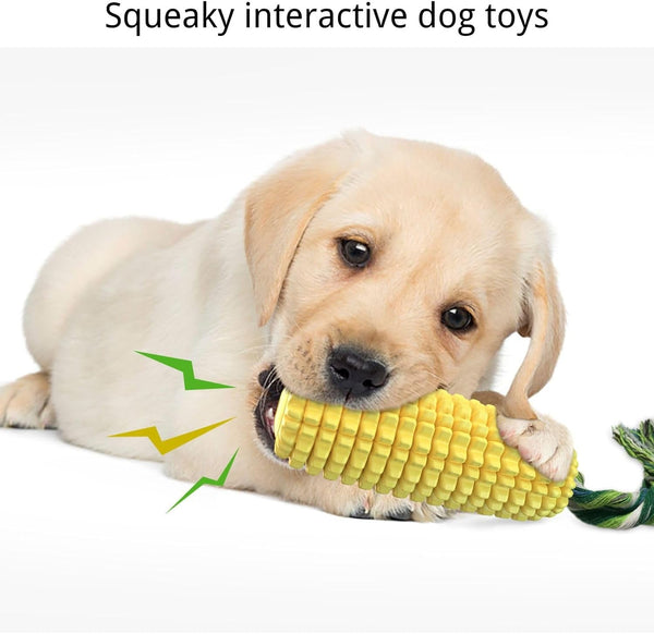 Dog Chew Toys for Aggressive Chewers,Corn Interactive Squeaky Dog Toys for Puppy Medium Breed,Tough Rubber Dental Chew Dog Toys6