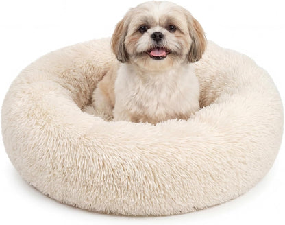 Small Calming Dogs Bed for Small Dogs Anti-Anxiety Machine Washable Fluffy Luxury Anti-Slip Waterproof Mute Base Warming Cozy Soft Pet Puppy round Bed31