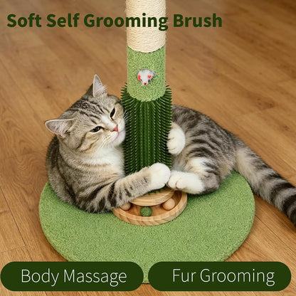 Cat Scratching Post,37.5'' Tall Palm Tree Sisal Scratcher for Indoor Cats | Natural Sisal Stable Vertical Scratcher Tower Mouse Hole Toy Rotating Interactive Ball Self Groomer for Full Body Stretching5