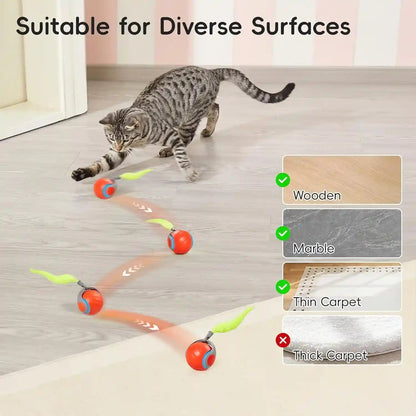 Potaroma Moving Ball Cat Toys with Feather Tail, Rechargeable | 2026 New Interactive Toy for Indoor Cats Exercise, Smart Interactive Kitten Rolling Ball, Orange6