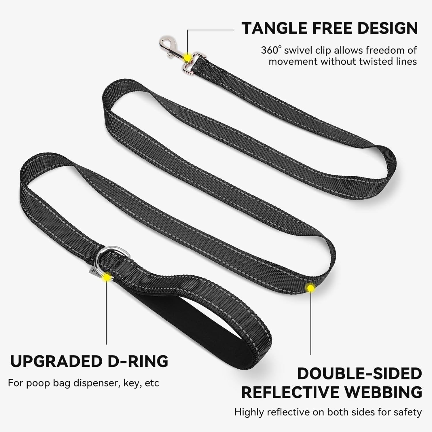 joytale-reflective-dog-leash-for-medium-large-dogs-6-ft-x-1-black-heavy-duty-nylon-webbing-padded-handle-for-comfort-visible-at-night-for-walking-training