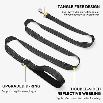 Joytale Reflective Dog Leash for Medium & Large Dogs, 6 FT X 1", Black | Heavy Duty Nylon Webbing, Padded Handle for Comfort, Visible at Night, for Walking & Training5