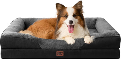 EHEYCIGA Orthopedic XL Dog Bed for Large Sized Dog, 42X30 Inch Extra Large Memory Foam Dog Couch Bed with Sides, Waterproof Liner & Washable Removable Cover, Bolster Pet Sofa, Grey17