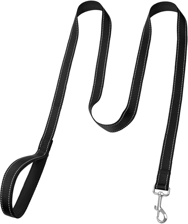 Funtags Reflective Nylon Dog Leash for Medium & Large Dogs, 6FT for Walks | Comfortable Padded Grip, Stay Safe at Night, 360° Anti-Tangle Swivel, for Dog Parks & Trails, Black2