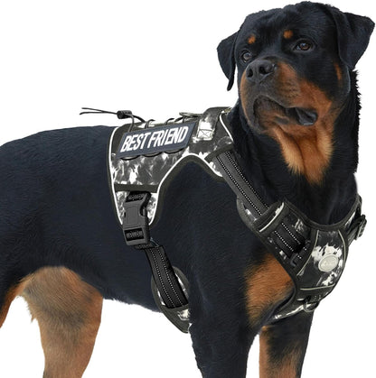 Auroth Tactical Dog Harness for Large Dogs No Pull Adjustable Pet Harness Reflective K9 Working Training Easy Control Pet Vest Military Service Dog Harnesses Army Yellow L70