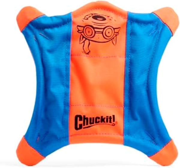 Chuckit! Flying Squirrel Fetch Dog Toy - Water Floating Flyer - Soft and Durable Polyester Canvas Construction - for Large Dogs - Size Large - 11-Inch Diameter - Pack of 1 - Orange and Blue6