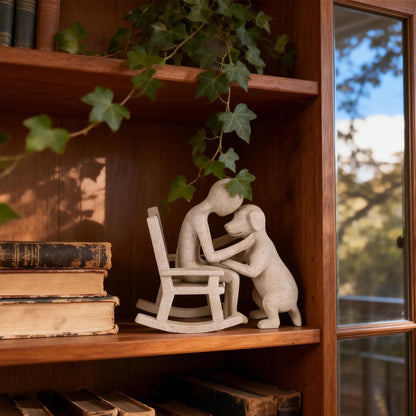 Dog Decor Statue, Cute Man and Dog Decor Small Sculpture for Home Accent, Living Room, Office, Mantle, Bookshelf, Desktop, Floating Shelves, Memory Gifts for Pet Lovers (Sandstone)4