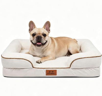 Orthopedic Dog Bed for Medium Dogs - Gel Memory Foam Pet Bed with Waterproof & Washable Cover, Contoured Bolster Design for Dogs & Cats (Grey, 30.0" L X 20.0" W X 6.3" Th)18