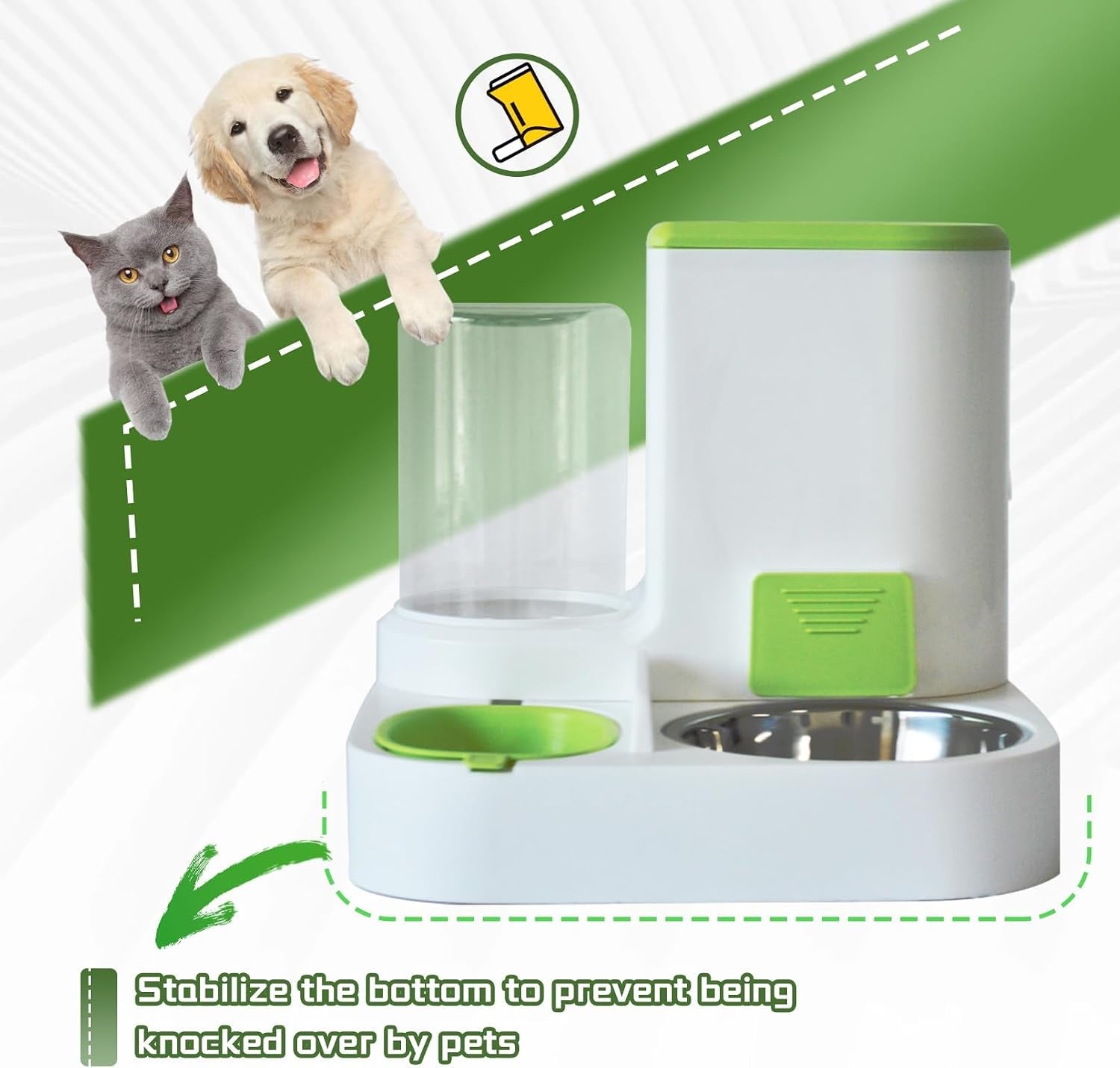 2-in-1-automatic-cat-feeder-water-dispenser-gravity-pet-feeder-stainless-steel-food-water-bowl-all-in-one-large-capacity-self-feeding-for-cats-dogs-small-medium-petsgreen