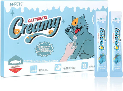 M-PETS Creamy Lickable Cat Treats – 4 Flavor Variety Pack, 20 Tubes of Healthy Squeeze up Snacks with Functional Nutrients for Hydration, Skin & Coat, and Digestive Health – Grain Free, High Protein10