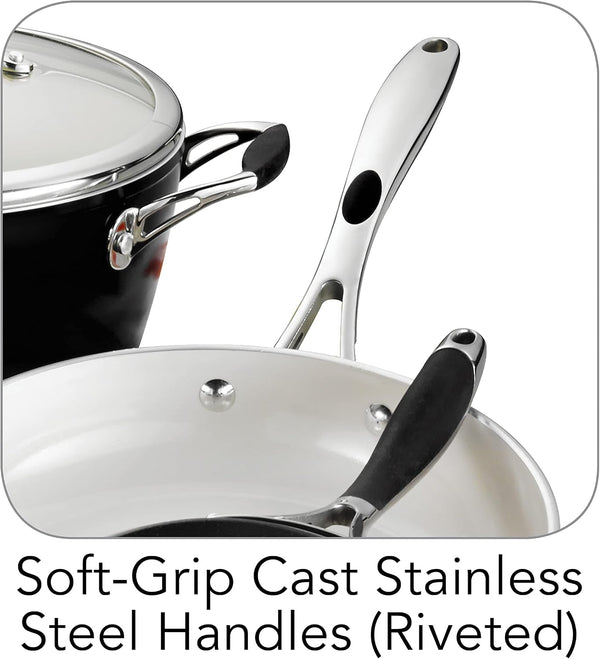 Ceramica Deluxe 8-Pc Pots and Pans Set with Lids | Ceramic Non Stick Cookware Kitchen Set, Oven-Safe, Metallic Black6