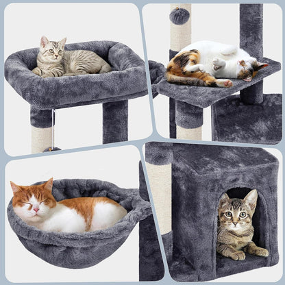 Yaheetech 34.5In Scratching Post, Cat Scratchers for Indoor Cats and Kittens, Multifunctional Activity Post W/Sisal Rope＆Dangling Ball＆Large Condo, Dark Gray7