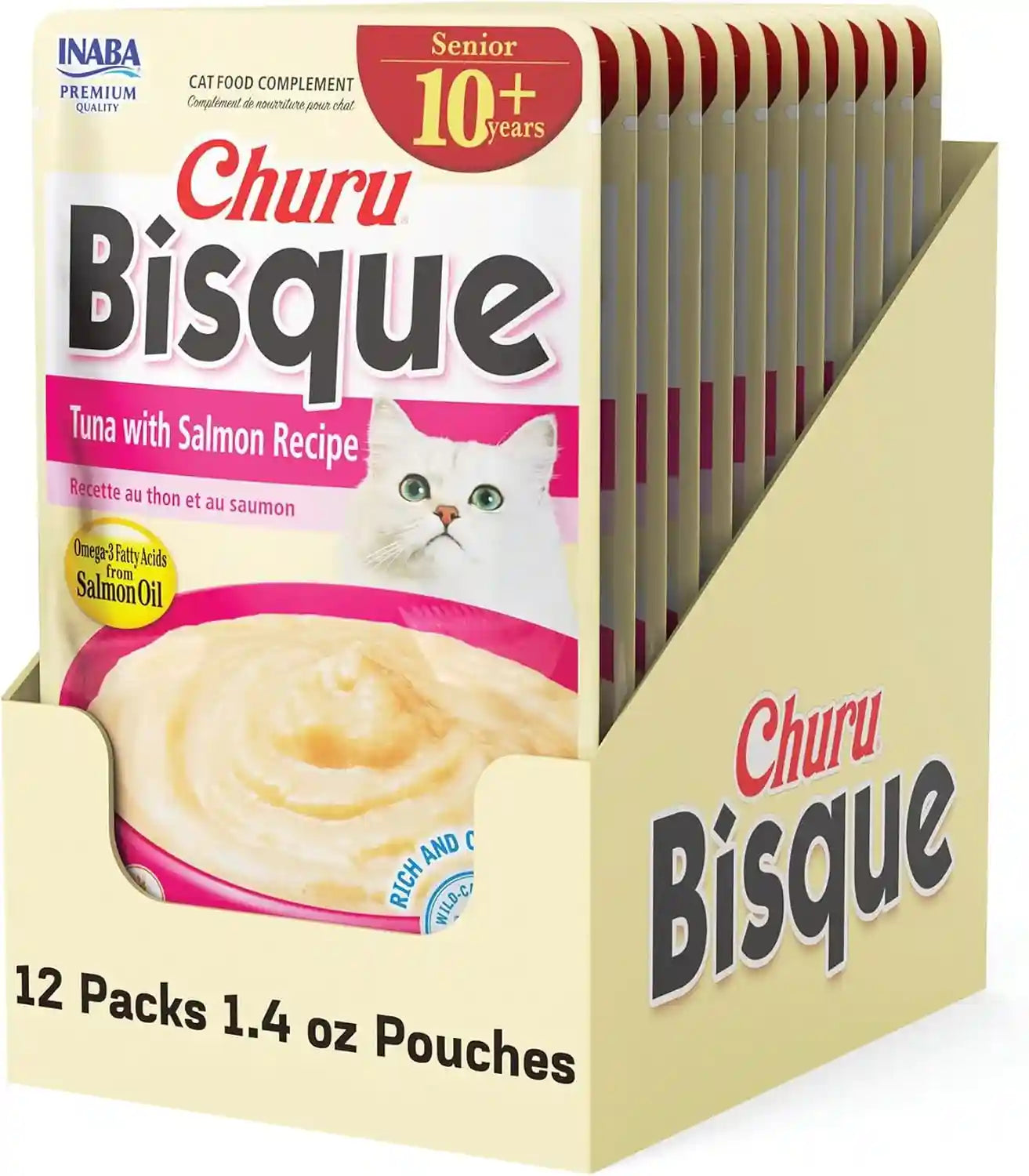 inaba-churu-bisque-for-cats-creamy-lickable-puree-side-dish-with-vitamin-e-1-4-ounces-per-pouch-12-pouches-tuna-chicken-variety