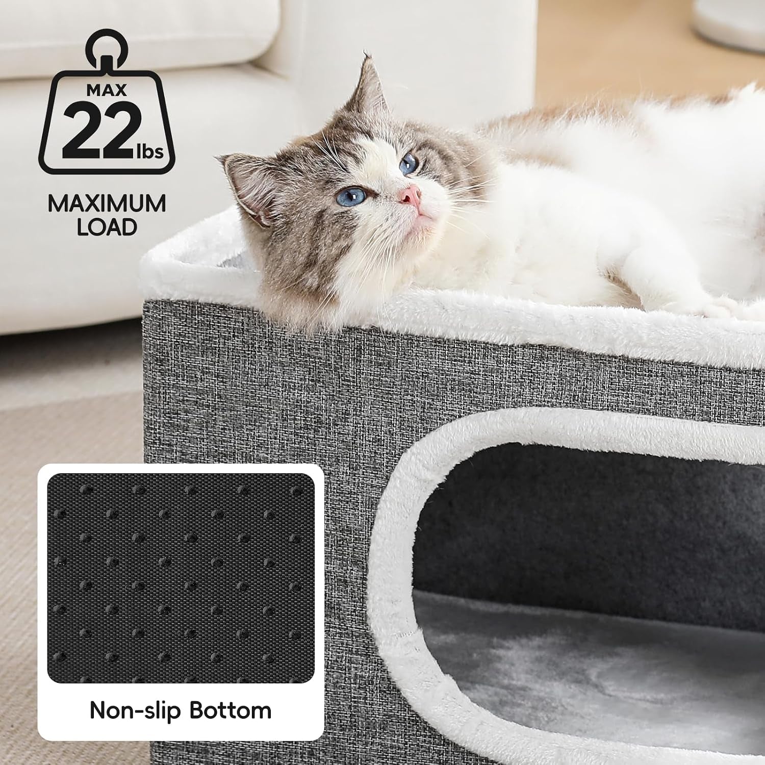 cat-houses-for-indoor-cats-large-covered-cat-cave-beds-furniture-with-scratch-pad-and-fluffy-ball-foldable-cat-hideaway-for-kitten-16x16x13-inches-grey