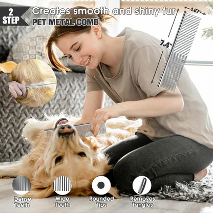 Bonteck Dog Slicker Brush for Dogs Grooming Kit 5PCS Long Haired Doodles | Goldendoodles Poodles, Skin Friendly Deshedding, Comb and Rake, Removes Undercoat, Professional Detangling, Large, Purple5