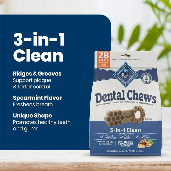 Blue Buffalo Natural Dental Chews for Small Dogs 5-20 Lbs., Chicken & Spearmint, Daily Teeth Cleaning Dog Treats, Enhanced with Vitamins & Minerals, 11.3-Oz. Bag (28 Treat Count)2