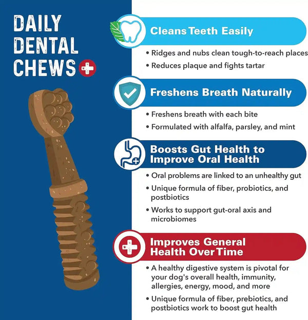 Bernie'S Charming Chompers Dog Dental Chews, Gut Support, 51-100 Lb, 24 Ct3
