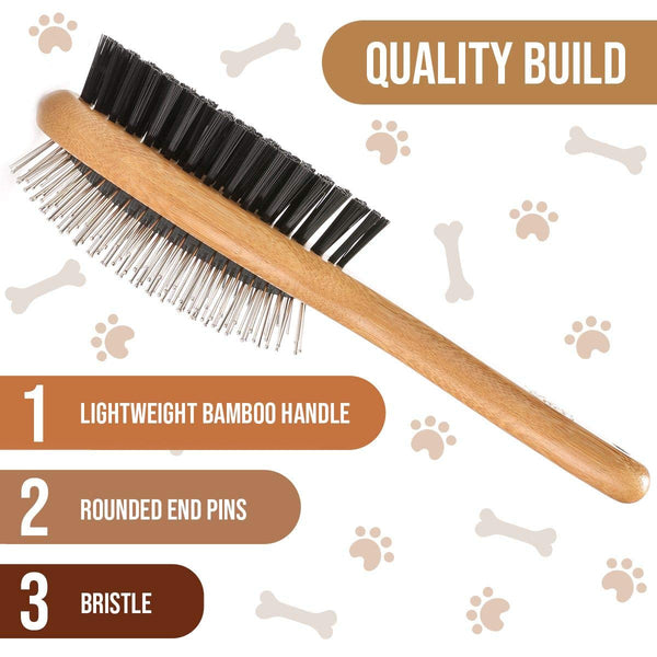 Kylepet Dog Brush, Double Sided Pet Slicker Brush with Bamboo Handle for Dogs and Cats Long Hair Pets Grooming Comb for Removing Shedding, Tangles and Dead Undercoat5