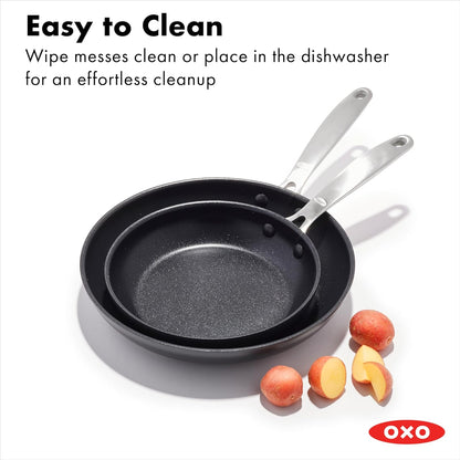 OXO Enhanced 8" and 10" Frying Pan Skillet Set, Healthy Ceramic Nonstick, Pfas-Free, Stainless Steel Handle, Dishwasher Safe, Oven Safe, Black7