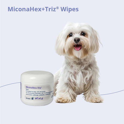 Miconahex+Triz Wipes, 2.25" round for Dogs, Cats and Horses, 50 Count Jar | Antibiofilm, Moisturizing; Packaging May Vary4
