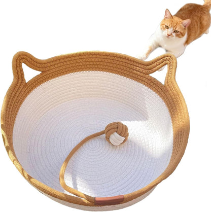 Instinct Basket, Stimuli Handwoven Cat Basket for Cats, Large | round Boho Cat Bed, Cotton Rope Weave, Scratchable & Breathable, Reduces Bed Rejection for Cats1