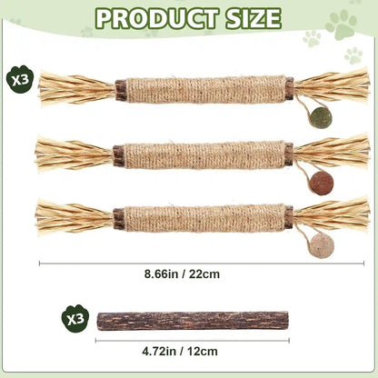 WOUSEDO 7 Pack Silvervine Sticks Cat Toy with Catnip & Matatabi Ball | Natural Chew Toys for Anxiety Relief & Dental Care, Teeth Cleaning Sticks for Indoor Cats & Kittens8