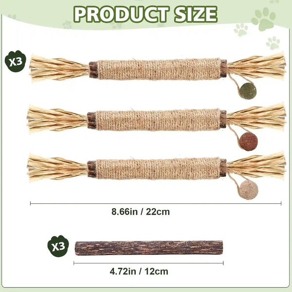 WOUSEDO 7 Pack Silvervine Sticks Cat Toy with Catnip & Matatabi Ball | Natural Chew Toys for Anxiety Relief & Dental Care, Teeth Cleaning Sticks for Indoor Cats & Kittens8