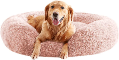 Calming Dog Beds for Large Dogs, Faux Fur Donut Cuddler Dog Bed, round Fluffy Pillow, Washable Pet Bed for Dogs up to 80Lbs, 36Inch11