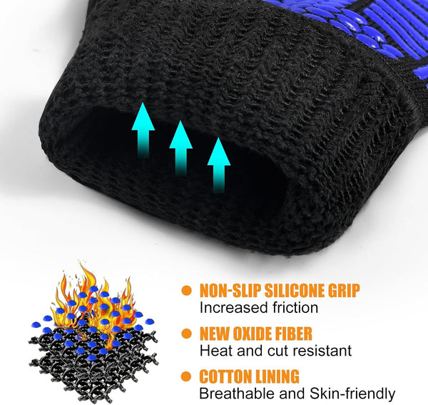 BBQ Gloves, 1472°F Heat Resistant with Silicone Grip Oven Mitts | Non-Slip Grip, for BBQ, Grilling, Oven, Smoker, Cooking and Baking5