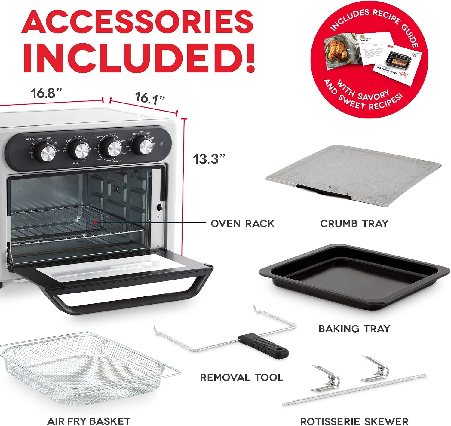 chef-series-air-fryer-oven-convection-toaster-cooker-electric-fry-oven-has-aircrisp®-technology-versatile-cooking-functions-7-in-1-convection-stainless-steel