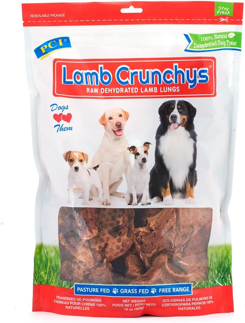 pci-pet-center-inc-lamb-crunchys-raw-dehydrated-lamb-dog-treats-16-oz-pack-made-in-usa-dog-treats-from-single-ingredient-lamb-lung-for-dogs-of-all-ages-can-be-used-for-training-or-daily-treats