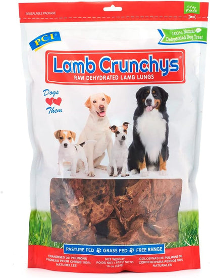 PCI Pet Center Inc Lamb Crunchys Raw Dehydrated Lamb Dog Treats, 16 Oz Pack | Made in USA Dog Treats from Single-Ingredient Lamb Lung, for Dogs of All Ages - Can Be Used for Training or Daily Treats1
