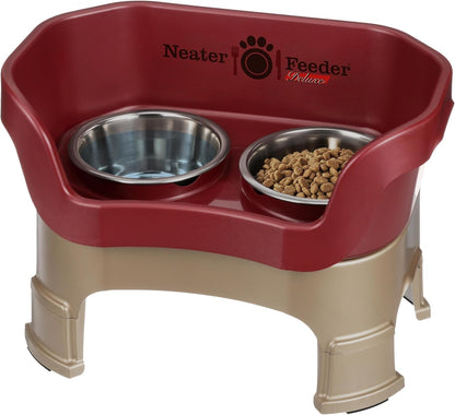 Neater Feeder Deluxe Mess-Proof Elevated Dog Bowls for Small Dogs (Up to 19 Lbs), 2 Height Adjustable (6” & 7.5”) No-Spill Raised Dog Bowl Stand, Stainless Steel Food Bowl Set, Made in USA, Cappuccino31