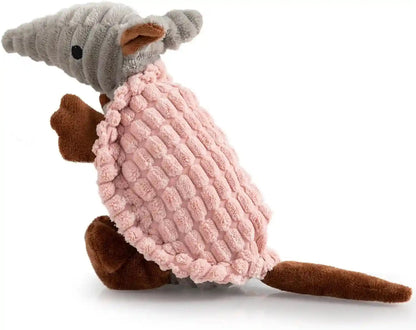 Hollypet Plush Dog Squeaky Toy Stuffed Armadillo Animal Pet Puppy Chew Toys with Clean Teeth for Small Medium Large All Breed Sizes Dogs, Gray, 8 In50