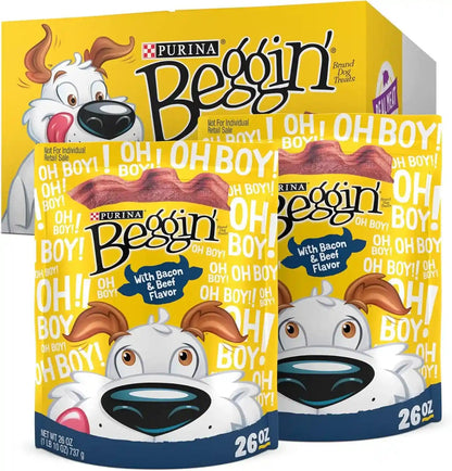 Purina Beggin' Strips with Real Meat Dog Treats with Bacon and Beef Flavors - (Pack of 2) 26 Oz. Pouches1