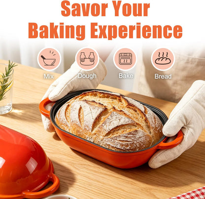 5 QT Enameled Cast Iron Sourdough Bread Oven, Loaf Pan with Lid | Oval Dutch Oven for Homemade Sourdough Bread Baking, Oven Safe up to 500°F, Meatloaf Pan with Dome Lid, Orange7
