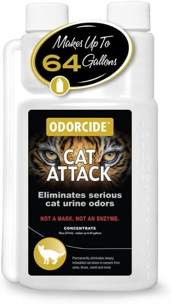 Odorcide Cat Attack Concentrate Odor Eliminator - Cat Urine Remover for Carpet & Upholstery - Litter Box Odor Eliminator - 16 Oz1