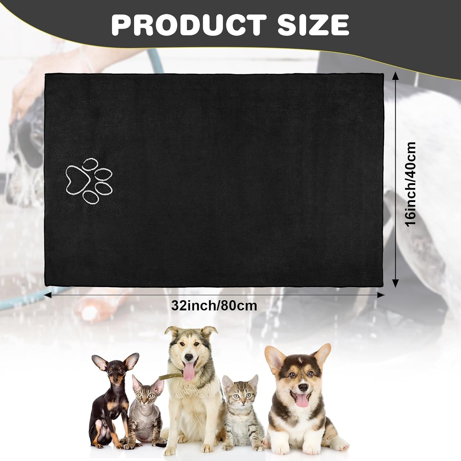 chumia-4-pack-dog-towels-for-drying-large-microfiber-grooming-tools-absorbent-soft-bath-supplies-with-embroidered-paw-for-small-medium-pet-products16-x-32-inch-black