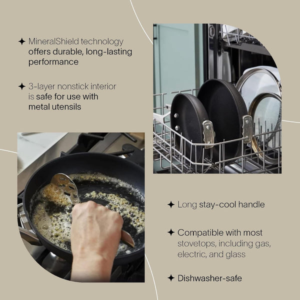 Calphalon Premier Hard-Anodized Nonstick Flat Wok Frying Pan with Mineralshield Technology, 13", Black8