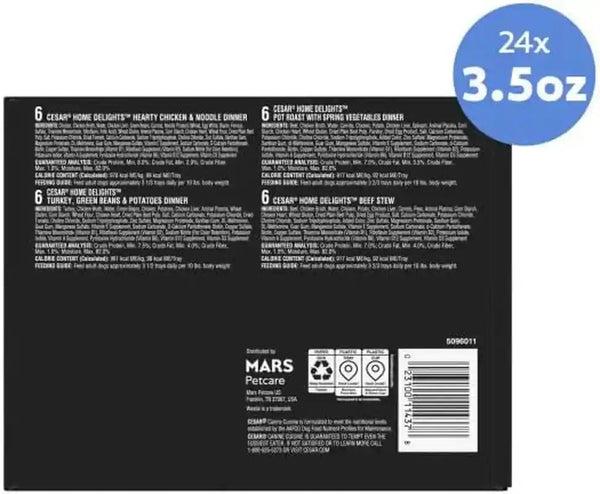 Cesar Home Delights Wet Dog Food, Dinner and Stew Variety, 3.5 Oz, 24 Count | Real Meat #1 Ingredient, No Fillers, No Added Sugar, No Artificial Flavors, Complete & Balanced, Easy Peel Trays10