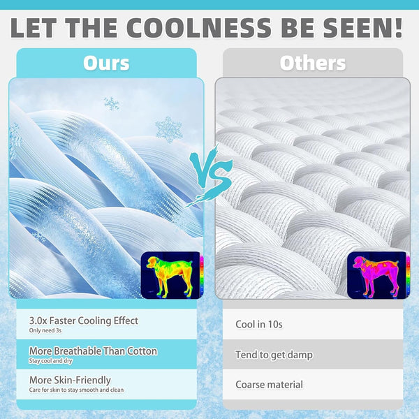 KOOLTAIL Dog Cooling Mat, 35''*23'' Upgraded Endothermic Color Changing Arc-Chill Cooling Fiber for Summer, Non Slip Sleeping Blanket Pet Pads, Washable Non-Toxic Mats for Bed Floor Soft Crate3