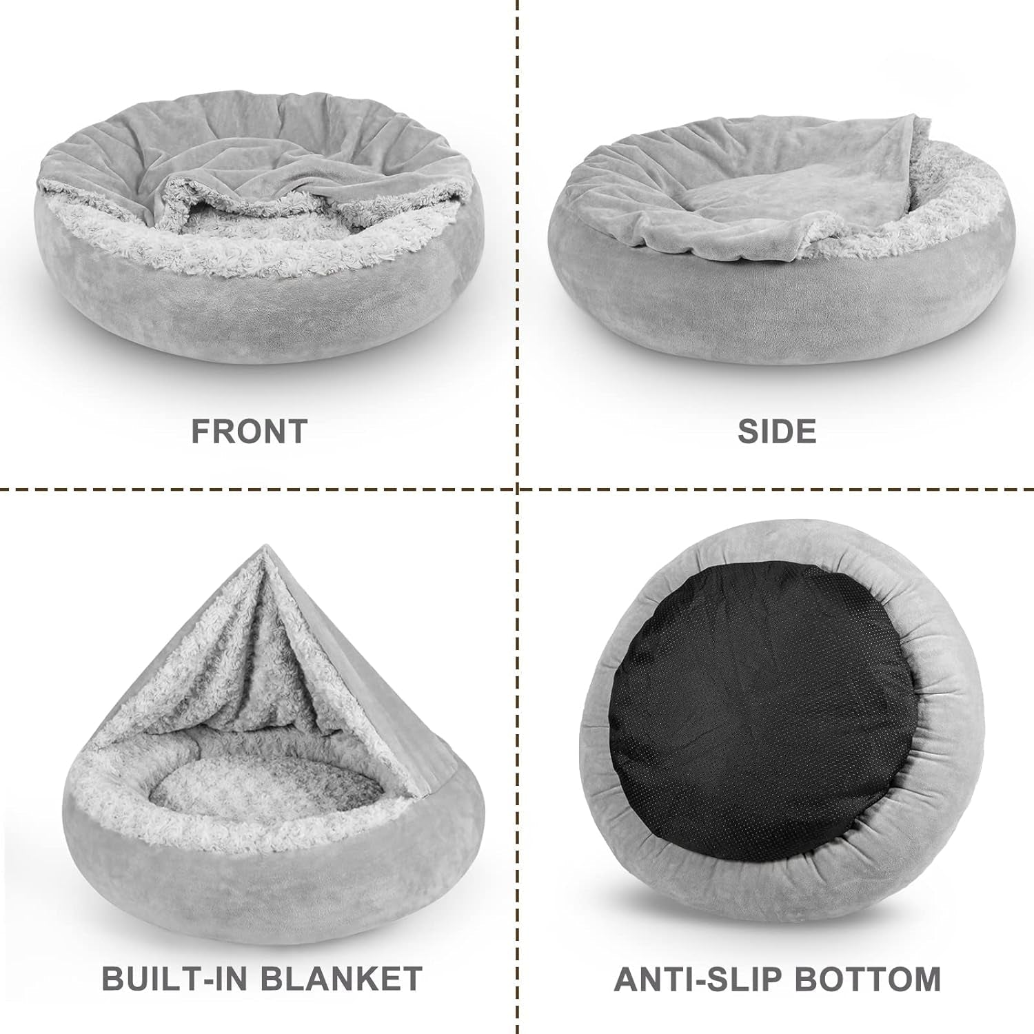 joejoy-small-dog-bed-cat-bed-with-hooded-blanket-cozy-cuddler-luxury-puppy-pet-bed-donut-round-calming-anti-anxiety-dog-burrow-cave-bed-anti-slip-bottom-and-machine-washable-23-inch