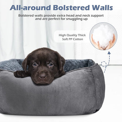 INVENHO Rectangle Washable Orthopedic Dog Bed for Small, Medium and Large Dogs, Soft Calming, Sleeping Puppy Bed Durable Pet Cuddler with Anti-Slip Bottom, S (20"X19"X6")2