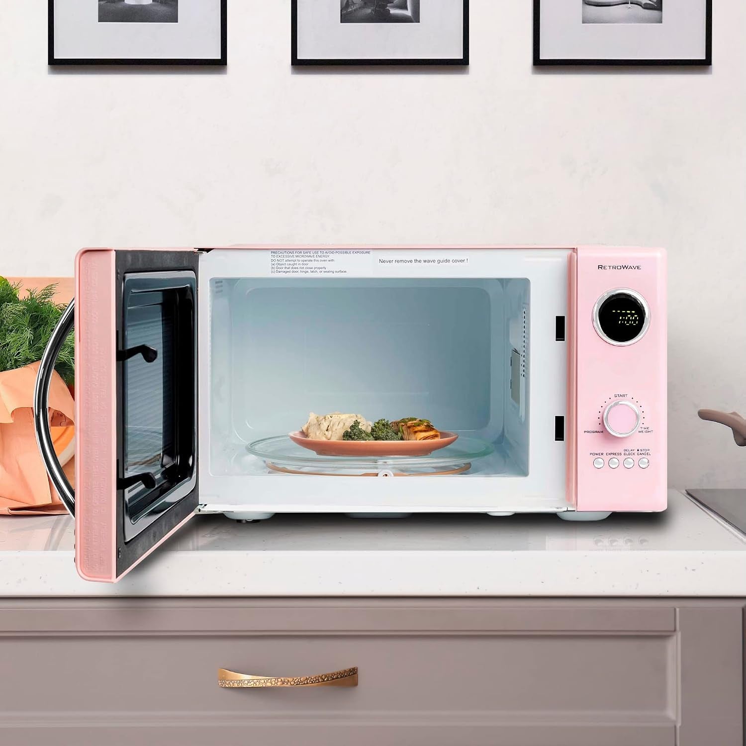 retro-countertop-microwave-oven-large-800-watt-0-9-cu-ft-12-pre-programmed-cooking-settings-digital-clock-kitchen-appliances-pink-retro-wide-2-slice-toaster-vintage-design