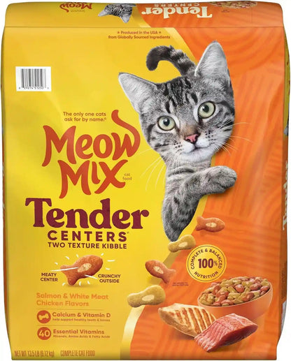 Meow Mix Tender Centers, Salmon & White Meat Chicken Flavors, Dry Cat Food, 20 Lb. Bag | Dry Cat Food with Two Texture Kibble, Meaty Center Surrounded by a Crunchy Outer Layer, Complete and Balanced Nutrition16