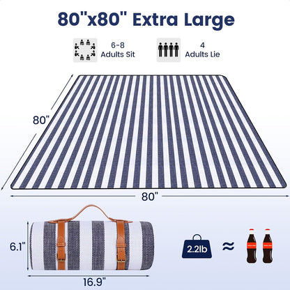 80" X 80" Picnic Blanket Extra Large, Waterproof and Foldable Beach Blanket | Waterproof and Sandproof2