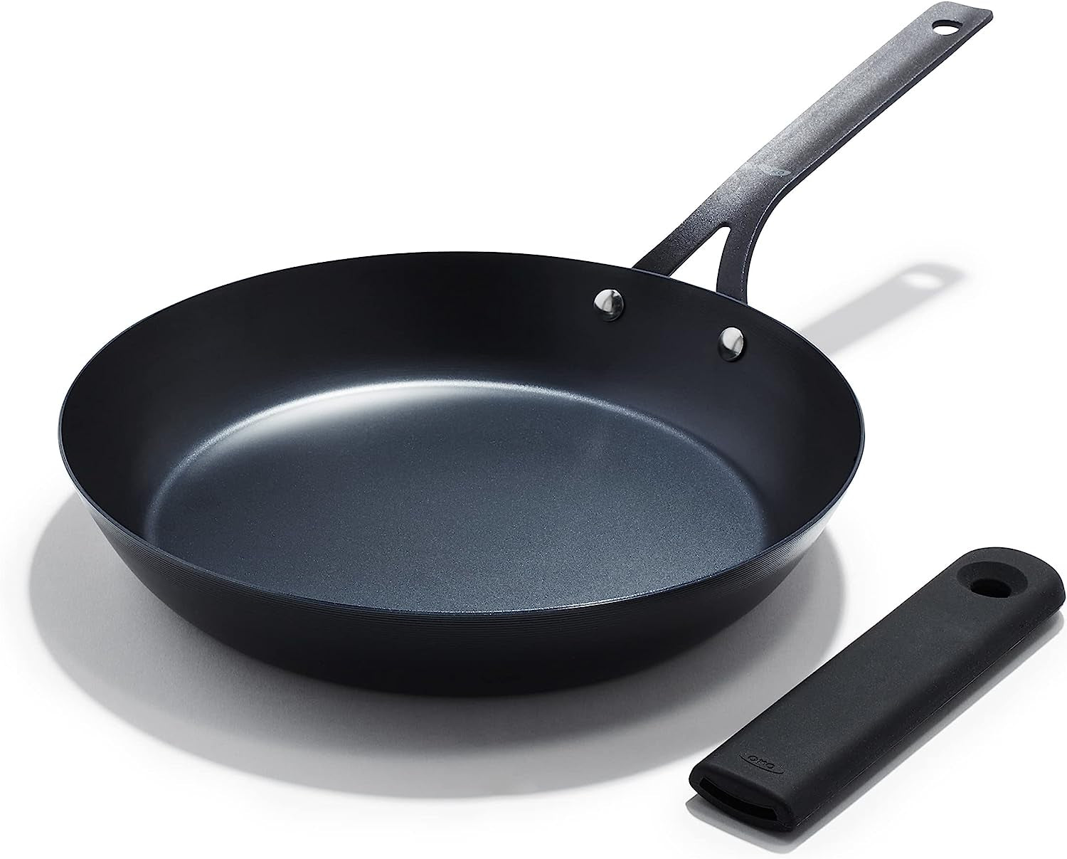 oxo-obsidian-12-carbon-steel-frying-pan-pre-seasoned-skillet-builds-natural-nonstick-with-use-induction-ready-oven-safe-removable-silicone-handle