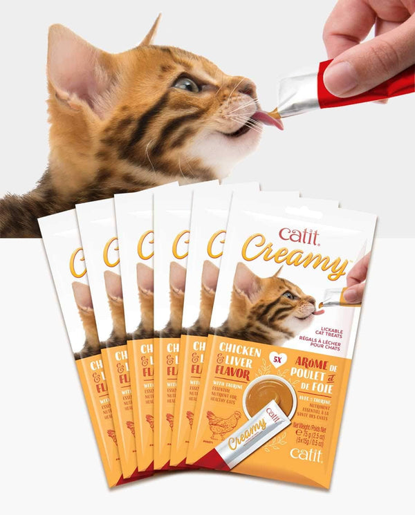 Catit Creamy Lickable Cat Treat, Healthy Cat Treat, Chicken & Liver, 5 Count (Pack of 30)7