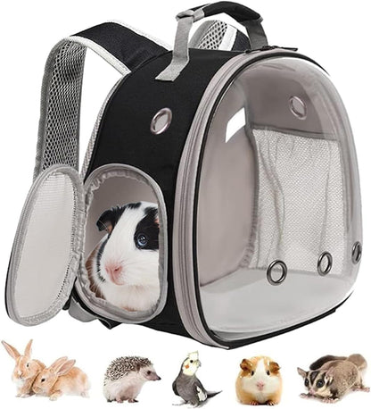 Guinea Pig Carrier Backpack, Clear Bubble Window Backpack for Guinea Pig, Bunny Rat Bird (Black, Carrier)18